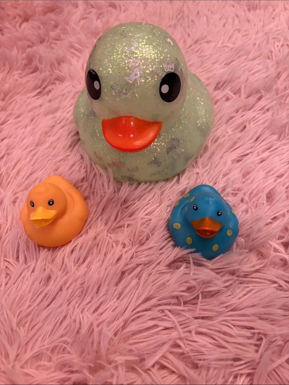 Sparkle Green, yellow and blue Duck Trio